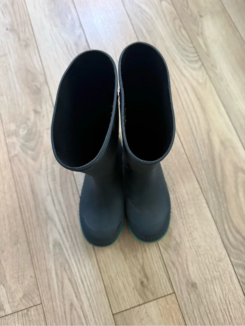 Kids Black Rain Boots with Green Trim - Waterproof Boots